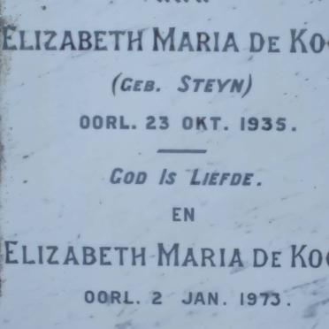 KOCK Elizabeth Maria, de -1935 :: DE KOCK Elizabeth Maria -1973