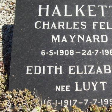 HALKETT Charles Felix Maynard 1908-1985 &amp; Edith Elizabeth LUYT 1917-1998