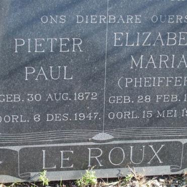 ROUX Pieter Paul, le 1872-1947 &amp; Elizabeth Maria PHEIFFER 1887-1967
