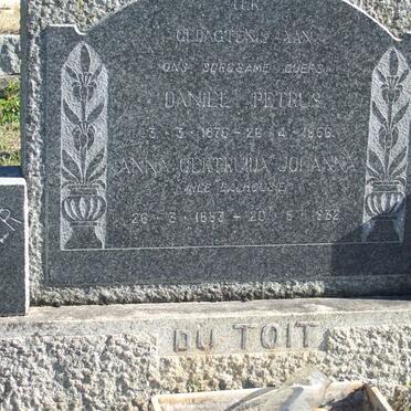 TOIT Daniel Petrus, du 1875-1956 &amp; Anna Gertruida Johanna DALHOUSIE 1883-1932
