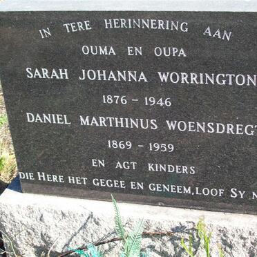 WORRINGTON Daniel Marthinus 1869-1959 &amp; Sarah Johanna 1876-1946