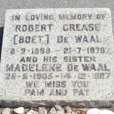 WAAL Robert Crease, de 1898-1976 :: DE WAAL Madelene 1905-1987 :: DE WAAL Gideon Daniel -1923 &amp; Winifred Rachel -1954 