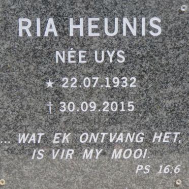 HEUNIS Ria nee UYS 1932-2015