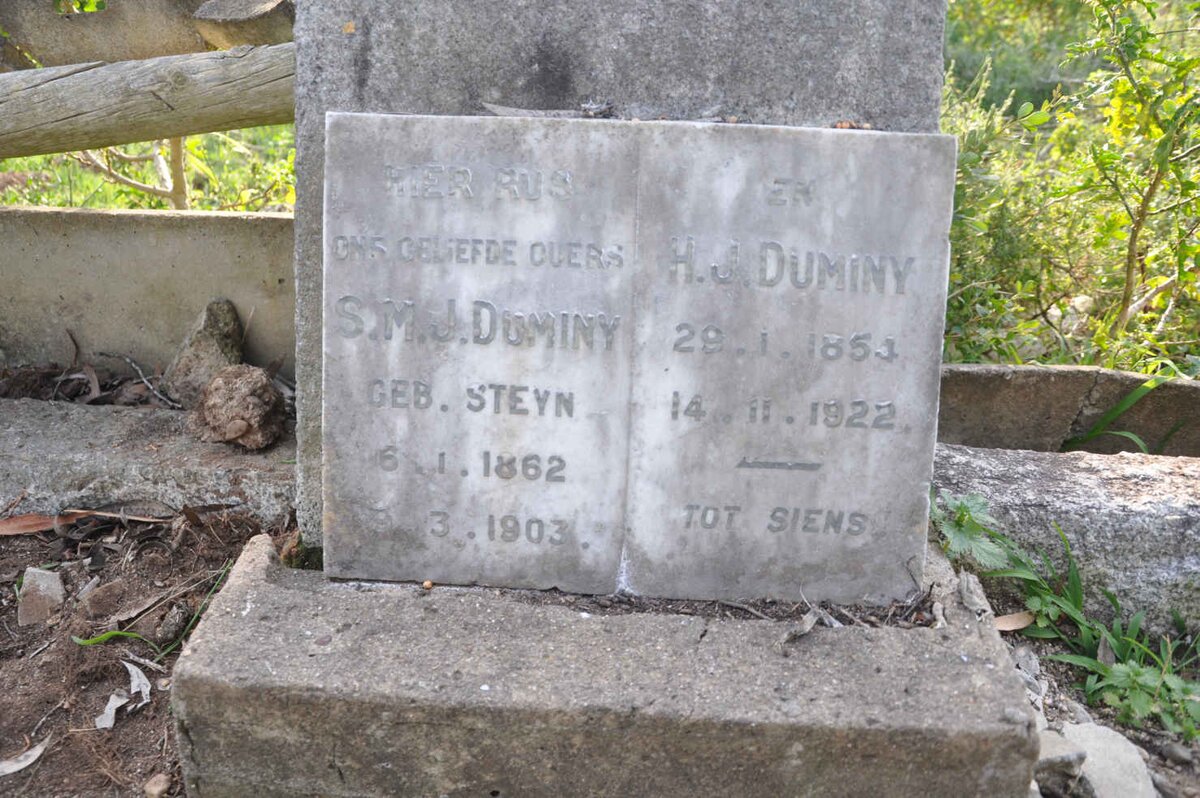 DUMINY H.J. 1854-1922 &amp; S.M.J. STEYN 1862-1903