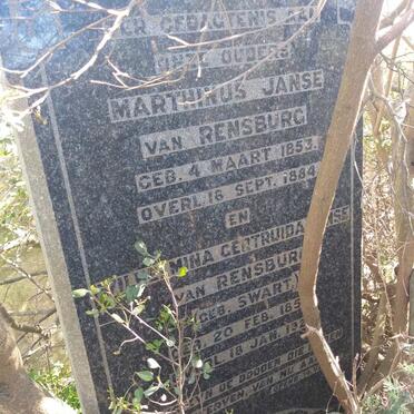 RENSBURG Martinus, Janse van 1853-1884 &amp; Wilhelmina Gertruida SWART 1854-1926