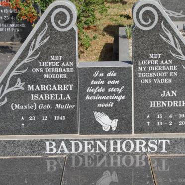 BADENHORST Jan Hendrik 1942-2003 &amp; Margaret Isabella MULLER 1945-