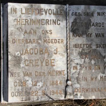 GREYBE Jacoba J. nee VAN DER MERWE 1884-1948