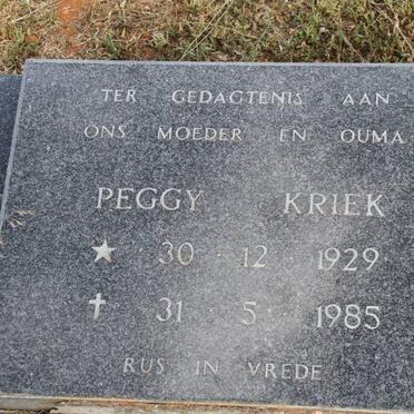 KRIEK Peggy 1929-1985
