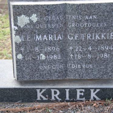 KRIEK G.F. 1894-1981 &amp; M.E. 1896-1982