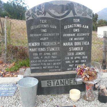 STANDER Hendrik Frederick Marthunis 1902-1962 &amp; Maria Dorethea JONCK 1906-1983