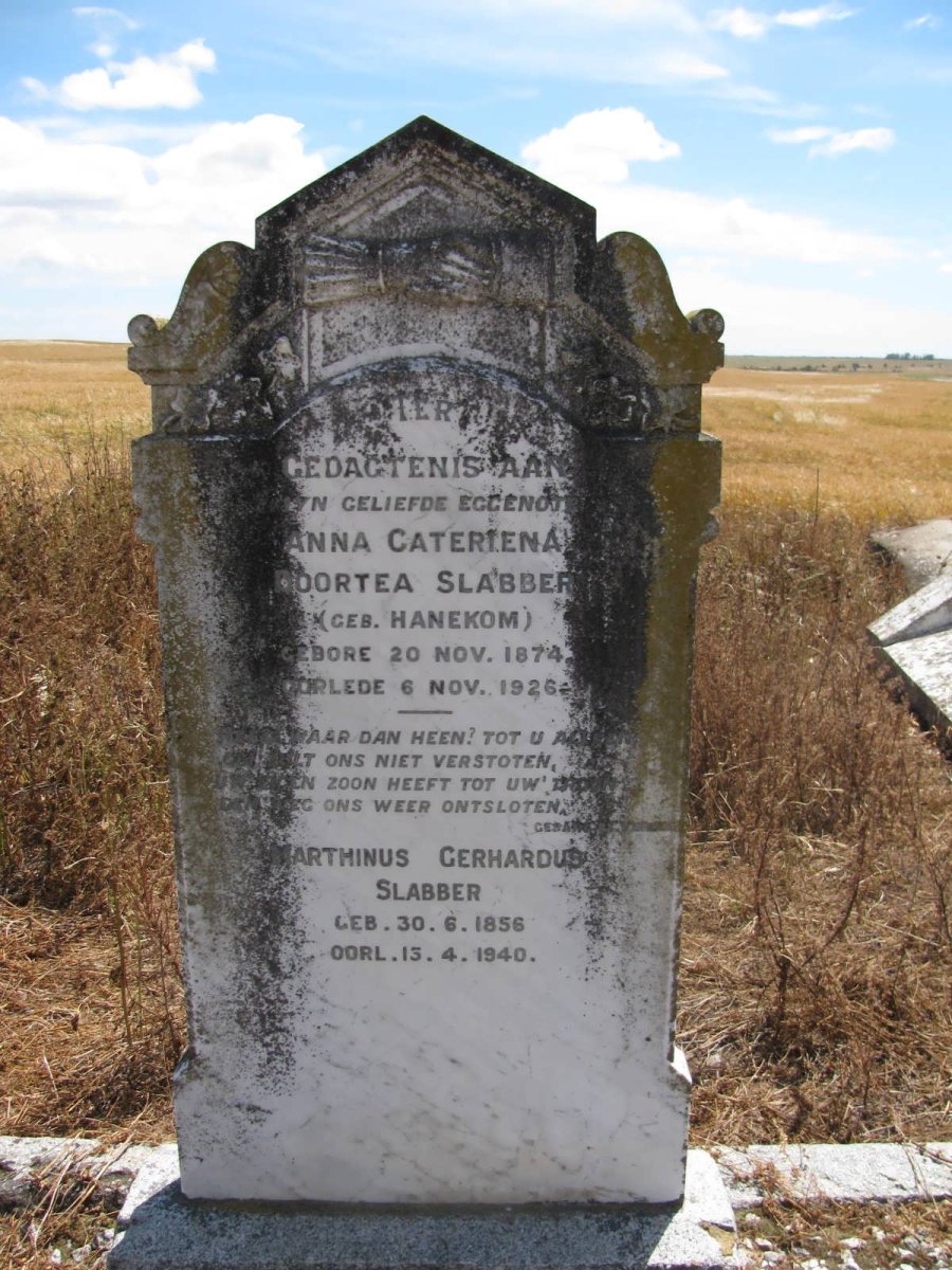 SLABBER Marthinus Gerhardus 1856-1940 &amp; Anna Cateriena Doortea HANEKOM 1874-1926