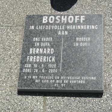 BOSHOFF Bernard Frederick 1920-2004