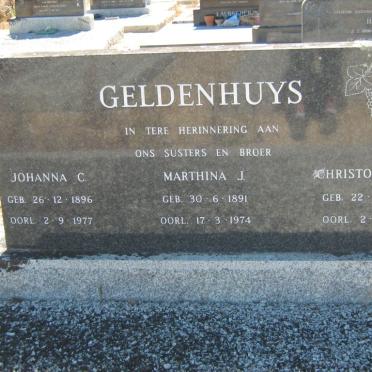 GELDENHUYS Marthina J. 1891-1974 :: GELDENHUYS Johanna C. 1896-1977 :: GELDENHUYS Christoffel C. 1886-1962