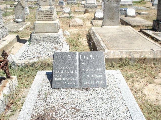 KRIGE Jacoba M.S. nee REDELINGHUYS 1843-1920