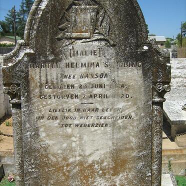STIGLING Martha Helmina nee BASSON 1884-1920