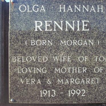 RENNIE Olga Hannah nee MORGAN 1913-1992