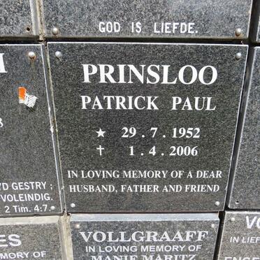 PRINSLOO Patrick Paul 1952-2006