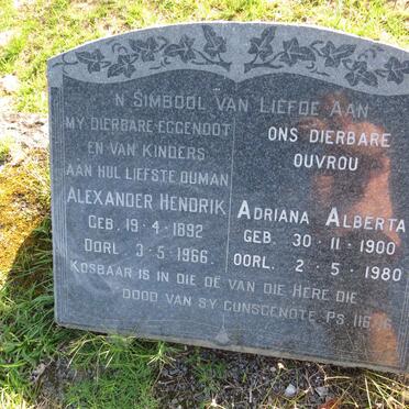 ? Alexander Hendrik 1892-1966 &amp; Adriana Alberta 1900-1980