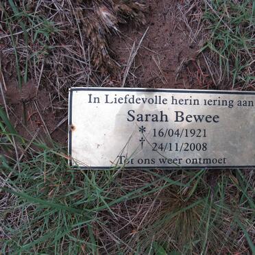BEWEE Sarah 1921-2008