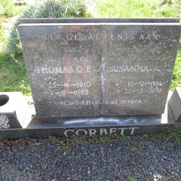 CORBETT Thomas C.E. 1910-1985 &amp; Susanna A. 1914-1996