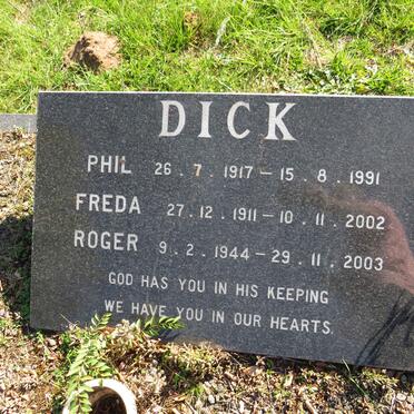 DICK Freda 1911-2002 :: DICK Phil 1917-1991 :: DICK Roger 1944-2003