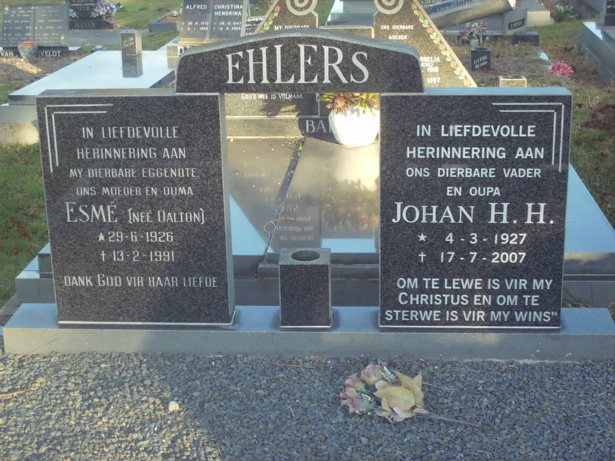 EHLERS Johan H.H. 1927-2007 &amp; Esmé DALTON 1926-1991