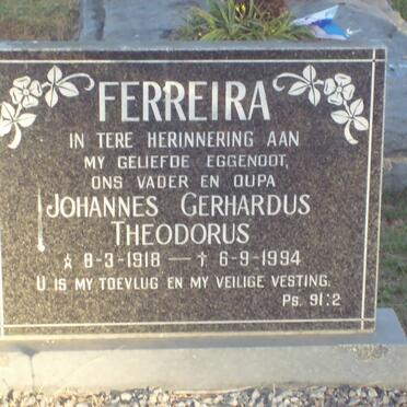 FERREIRA Johannes Gerhardus Theodorus 1918-1994