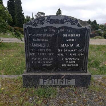 FOURIE Andries J. 1901-1963 &amp; Maria M. 1903-1994