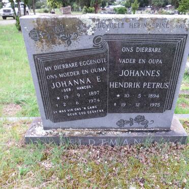 FELDTMANN Johannes Hendrik Petrus 1894-1975 & Johanna E. HANCOX 1897-1974