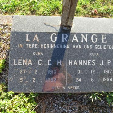 GRANGE Hannes J.P.L., la 1917-1994 &amp; Lena C.C.H. 1910-1992