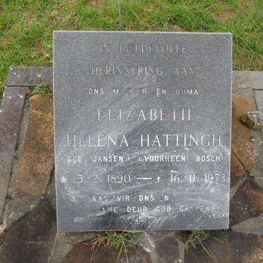 HATTINGH Elizabeth Helena formerly BOSCH nee JANSEN 1890-1973