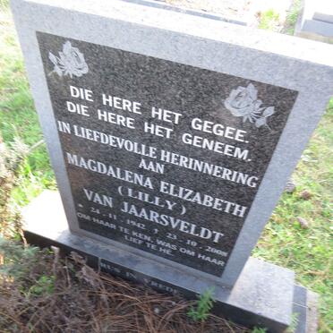 JAARSVELDT Magdalena Elizabeth, van 1942-2008