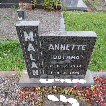 MALAN Annette nee BOTHMA 1934-1995