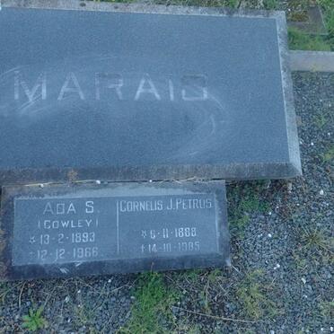 MARAIS Cornelis J. Petrus 1888-1985 & Ada S. COWLEY 1893-1966