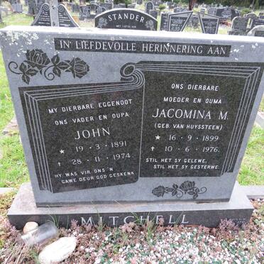 MITCHELL John 1891-1974 & Jacomina M. VAN HUYSSTEEN 1899-1976