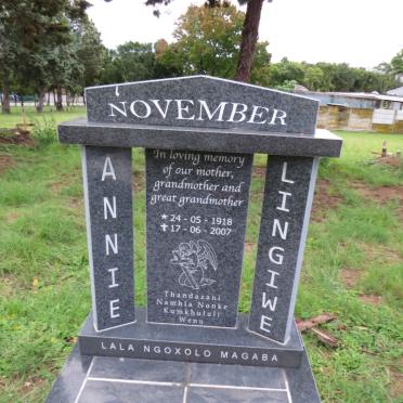 NOVEMBER Annie Lingiwe 1918-2007