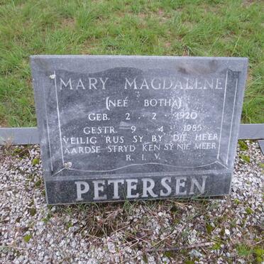 PETERSEN Mary Magdalene nee BOTHA 1920-1985