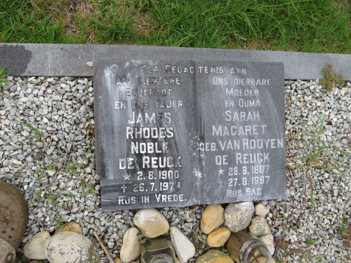 REUCK James Rhodes Noble, de 1900-1974 & Sarah Magaret VAN ROOYEN 1907-1997
