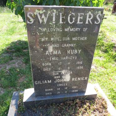 SWIEGERS Giliam Johan Renier 1911-1998 &amp; Alma Ruby HARVEY 1916-1996