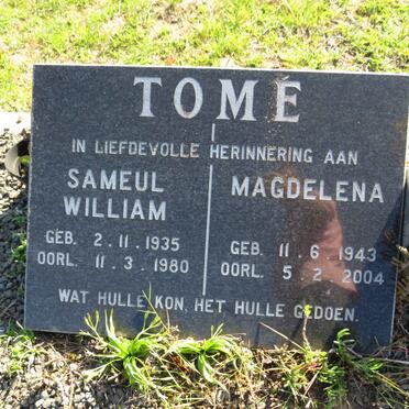 TOME Sameul William 1935-1980 &amp; Magdelena 1943-2004