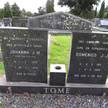 TOME Domenico J.J. 1915-1988 & Johanna J.M. VAN ROOYEN 1918-1979