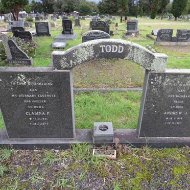 TODD Andrew J. 1916-1987 & Clasina P. 1921-1974