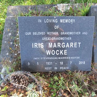 WOCKE Iris Margaret formerly KOTZE nee STEVENSON 1931-2018