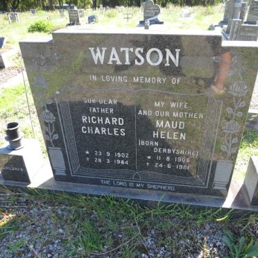 WATSON Richard Charles 1902-1984 &amp; Maud Helen DERBYSHIRE 1906-1981