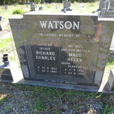 WATSON Richard Charles 1902-1984 &amp; Maud Helen DERBYSHIRE 1906-1981