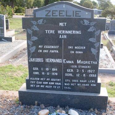 ZEELIE Jacobus Hermanus 1914-1970 &amp; Emma Margrietha STANDER 1927-1998
