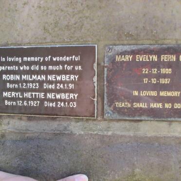 NEWBERRY Robin Milman 1923-1991 &amp; Meryl Hettie 1927-2003 :: COOKE Mary Evelyn Fern 1908-1987