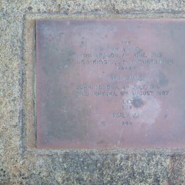 ADAMS John 1916-1987 &amp; Joy 1913-1986