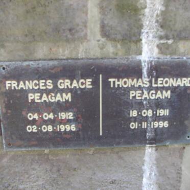 PEAGAM Thomas Leonard 1911-1996 &amp; Frances Grace 1912-1996