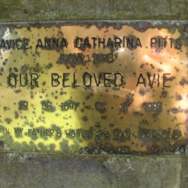 PITTS Avice Anna Catharina nee DE VILLIERS 1897-1991